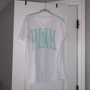 PINK White Cross Tee